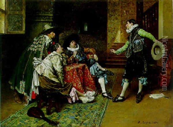 The Comedian Before The Musketeers Oil Painting - Ferdinand Victor Leon Roybet