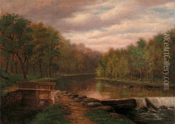 Third Dam On The Brandywine Oil Painting - Alfred T. Scott