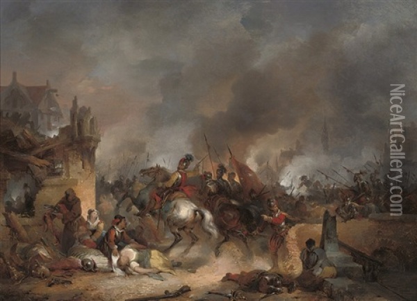 The Siege Of Antwerp Oil Painting - Hendrik Jan Augustyn Leys
