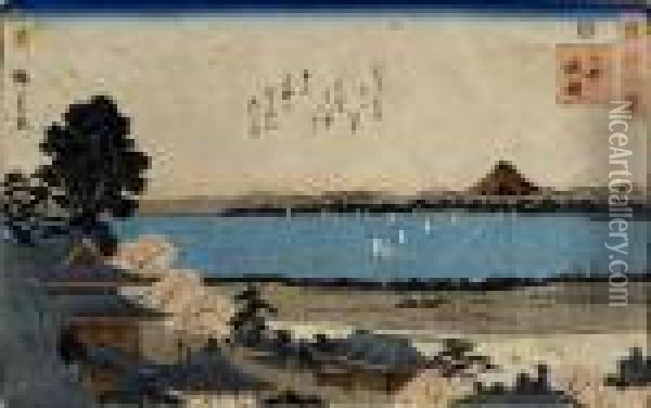 Lac Et Mont Fuji. Oil Painting - Utagawa or Ando Hiroshige