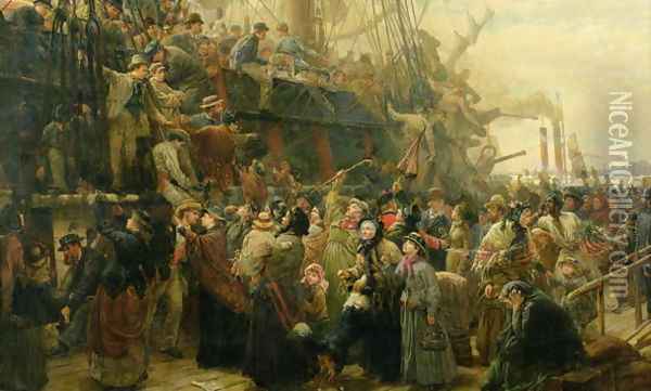The Emigrant Ship, c.1880 Oil Painting - Charles J. Staniland