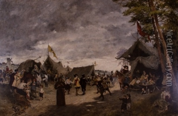Military Camp Oil Painting - Friedrich von Puteani