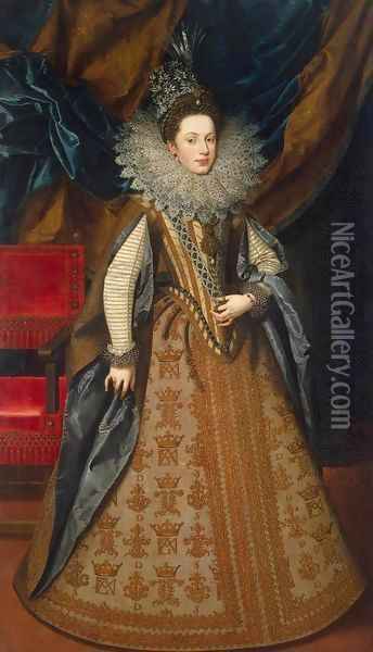 Portrait of Margaret of Savoy, Duchess of Mantua Oil Painting - Frans Pourbus the younger