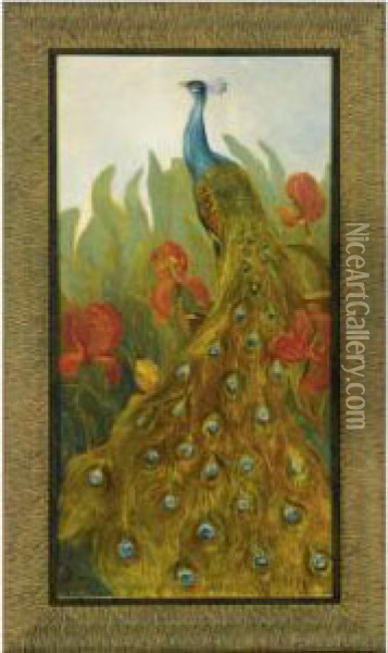 Peacock Oil Painting - Theodorus Van Hoytema