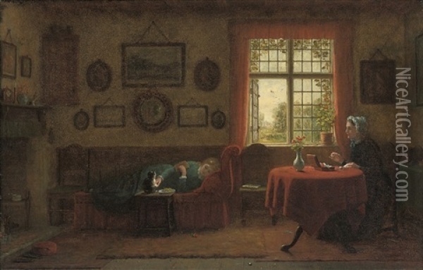 Afternoon Repose Oil Painting - Frederick Daniel Hardy