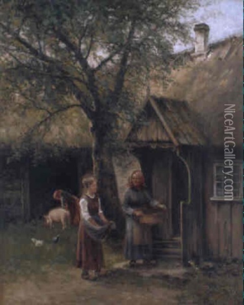 Gardsbild Oil Painting - Johan Severin Nilsson