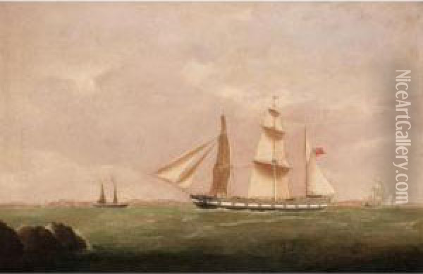 Coastal Scene With A Brig Oil Painting - Joseph Heard