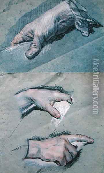 Study of the Hands of a Man Oil Painting - Maurice Quentin de La Tour