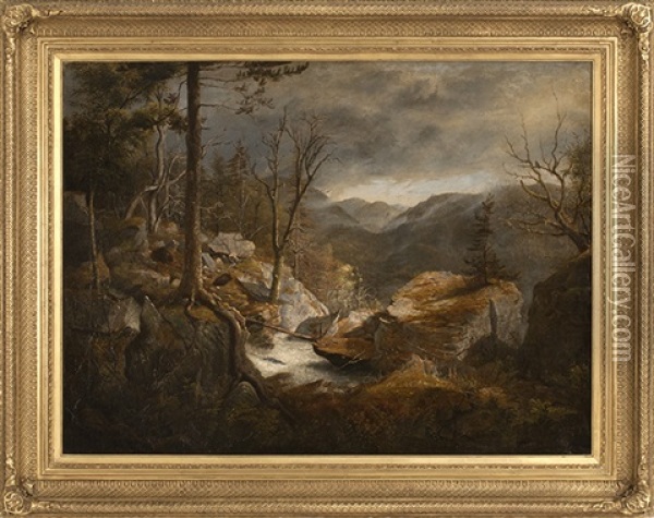 Bears By A Waterfall Oil Painting - James Hope