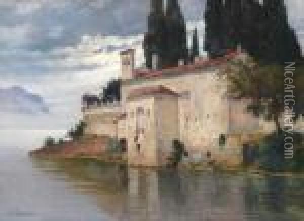 San Vigilio Am Gardasee Oil Painting - Paul von Spaun