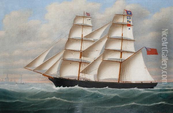 A Brig Oil Painting - John Frederick Loos