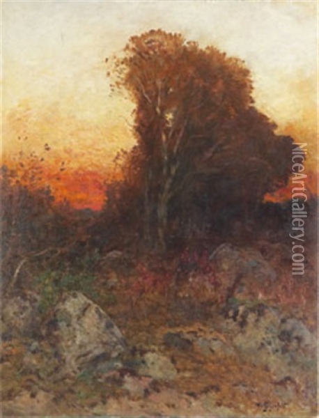 Landskap I Solnedgang Oil Painting - Wilhelm von Gegerfelt
