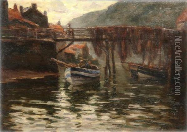 Fishing Boats Entering Polperro Harbour Oil Painting - Sidney Paul Goodwin
