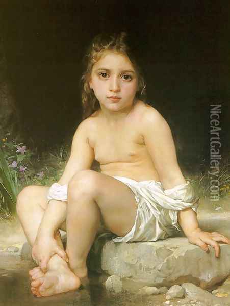 Child at Bath 1886 Oil Painting - William-Adolphe Bouguereau