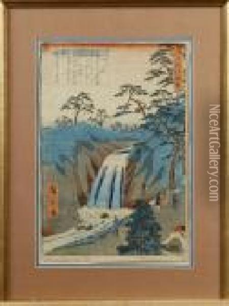 Vattenfall Oil Painting - Utagawa or Ando Hiroshige