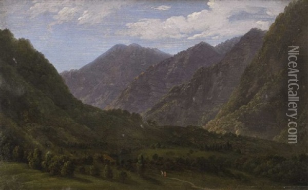 Mountain Landscape Oil Painting - Jean Joseph Xavier Bidault