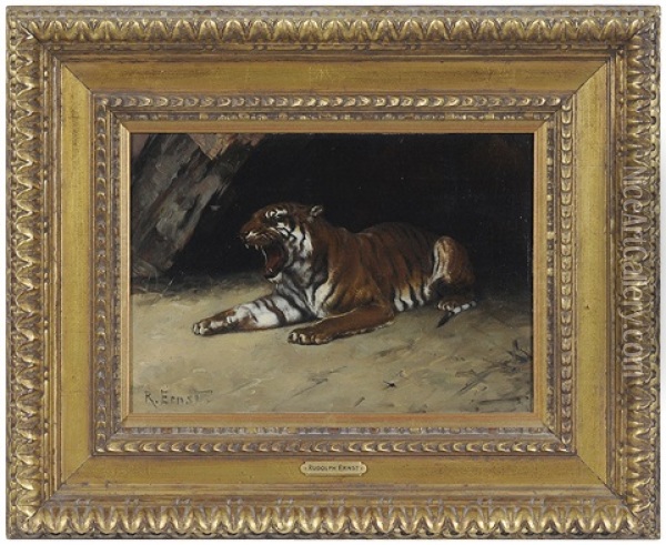 Tigre Au Repos Oil Painting - Rudolf Ernst