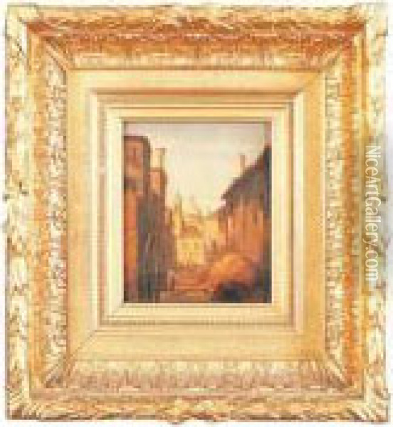 Vue D'une Ruelle A Venise Oil Painting - Jules Romain Joyant