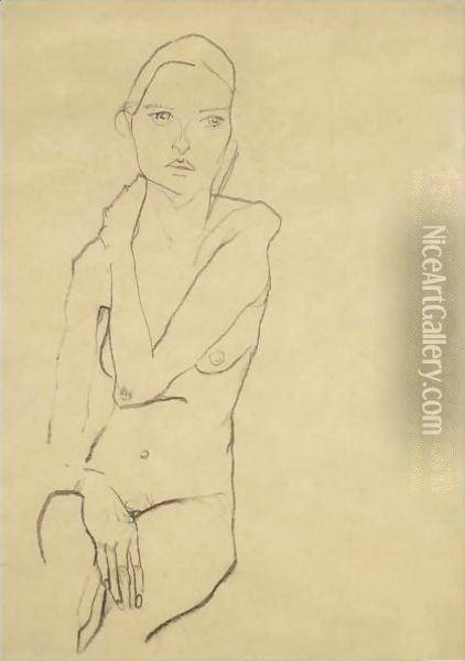 Seated Female Nude 2 Oil Painting - Egon Schiele