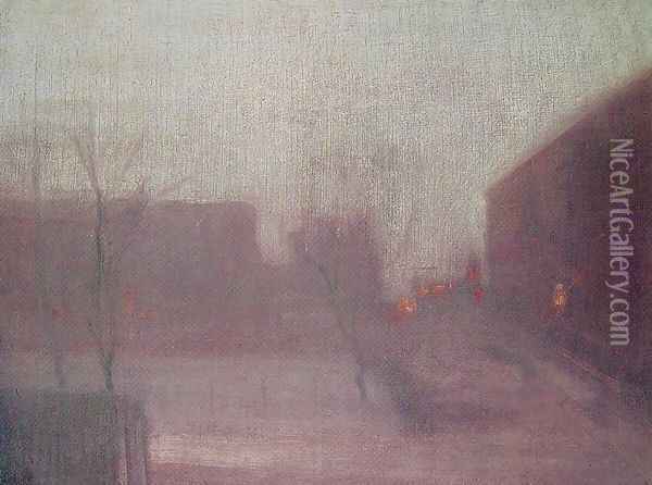 Nocturne: Trafalgar Square - Chelsea Snow Oil Painting - James Abbott McNeill Whistler