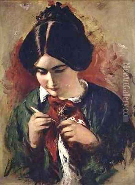Study for the Crochet Worker Miss Mary Ann Purdon Oil Painting - William Etty