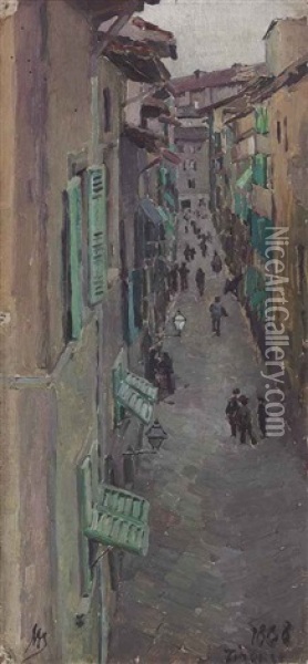 A Street In Florence Oil Painting - Maria Vasilevna Jakunchikova
