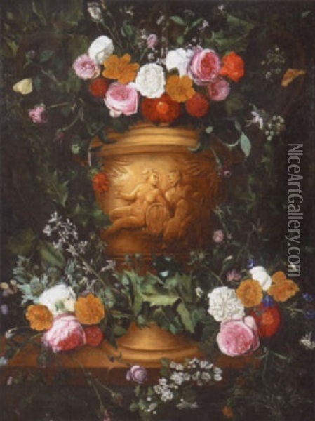 Bouquet De Fleurs Oil Painting - Jan-Baptiste Bosschaert