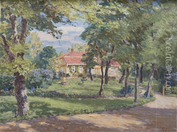 Manor In The Sunlight Oil Painting - Santeri Salokivi