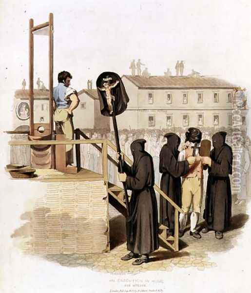 An Execution in Rome for Murder, 1820 Oil Painting - Richard Bridgens