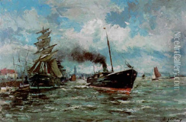 De Rede En De Schelde Te Antwerpen Oil Painting - Franz Courtens