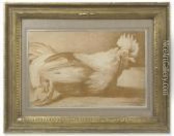 The Cockerel Oil Painting - Edme Bouchardon