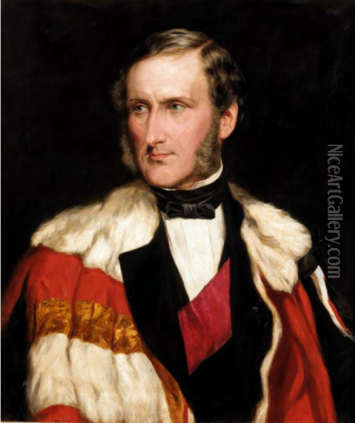 Portrait Of John, 13 Th Lord Elphinstone (1807-1860) Oil Painting - John Faed