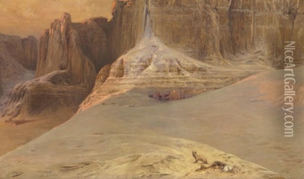 Mountains At Thebes, West Bank Of The Nile Oil Painting - Georges Jules Victor Clairin