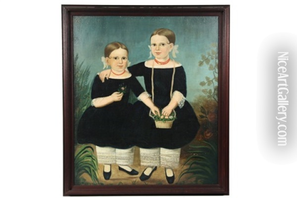 Portrait Of Selena Schwoll And Ann Schwoll Of Brooklyn, Ny Oil Painting - William Matthew Prior