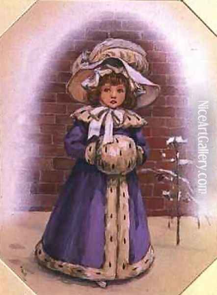 Girl with a muff Oil Painting - Kate Greenaway