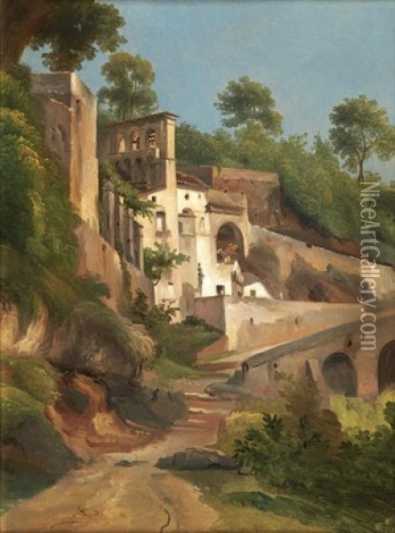 Village Italien Oil Painting - Andre Giroux