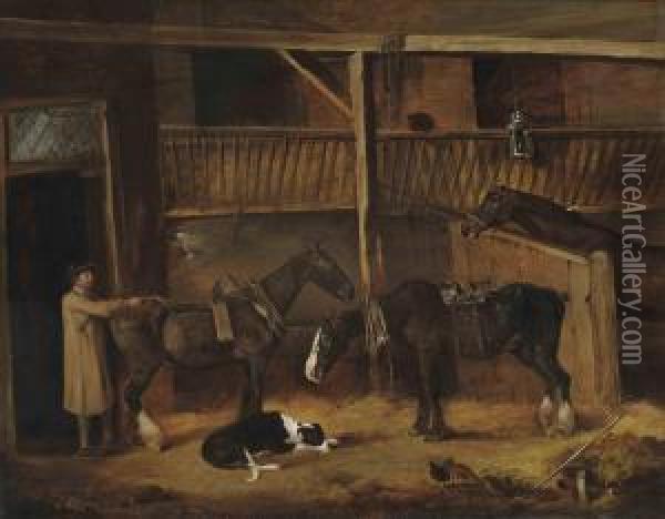 The Carriage Horses Oil Painting - Thomas Weaver