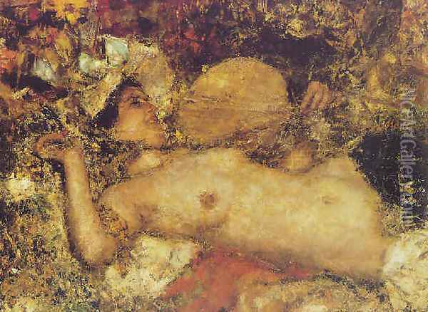 A female nude reclining Oil Painting - Antonio Mancini