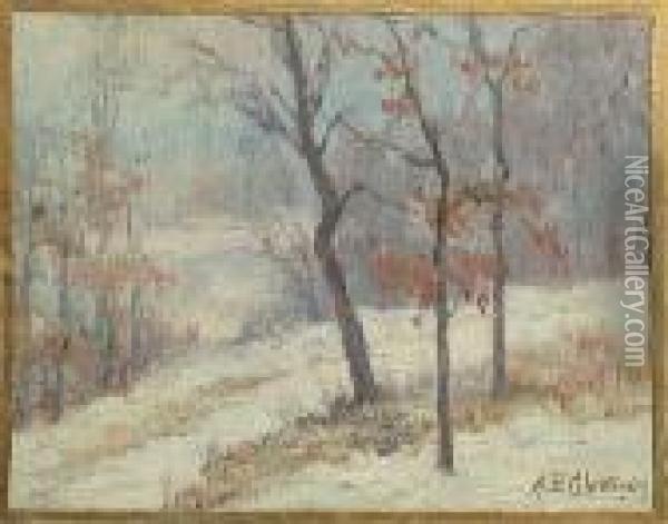 A Snow-covered Path Oil Painting - Alice Brown Chittenden