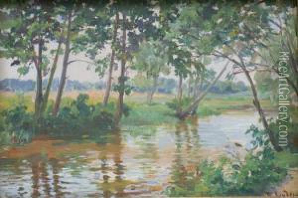 Pejzaz Z Rzeka Oil Painting - Emil Lindemann