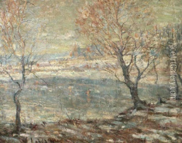 Inwood On Hudson, In The Snow Oil Painting - Ernest Lawson