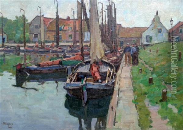 The Harbor Of Elburg Oil Painting - Bernardus Petrus (Ben) Viegers