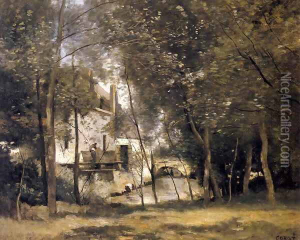 Mill at Saint-Nicolas-les-Arras Oil Painting - Jean-Baptiste-Camille Corot