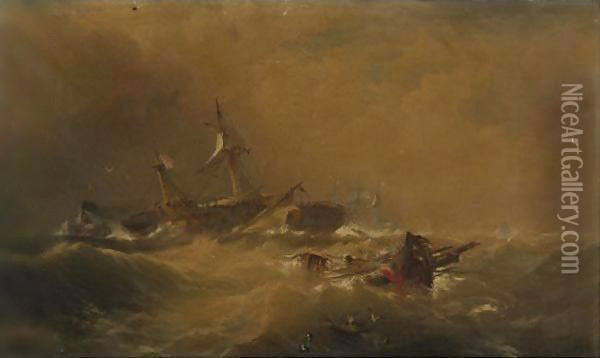 Off Sandy Hook Oil Painting - Edward Moran