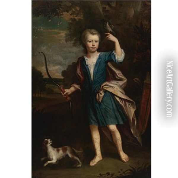 Portrait Of A Boy, Said To Be George Caldecott Oil Painting - John Baptist Closterman