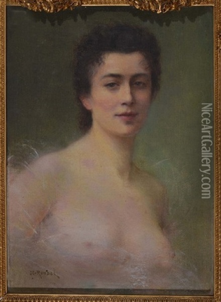 Portrait Of A Semi-clad Lady Oil Painting - Henri Rondel