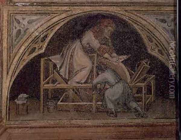 The Knife Grinder from The Working World cycle after Giotto 1450 Oil Painting - Nicolo & Stefano da Ferrara Miretto