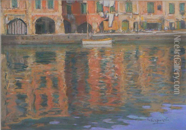 Portofino Oil Painting - Cesare Esposito
