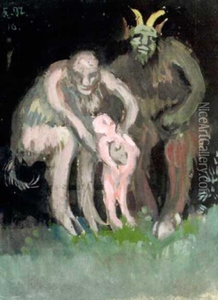 Satyrfamilie Oil Painting - Karl Stirner