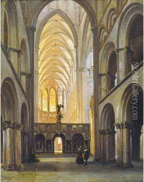 Kerkinterieur (1855) Oil Painting - Jules Victor Genisson
